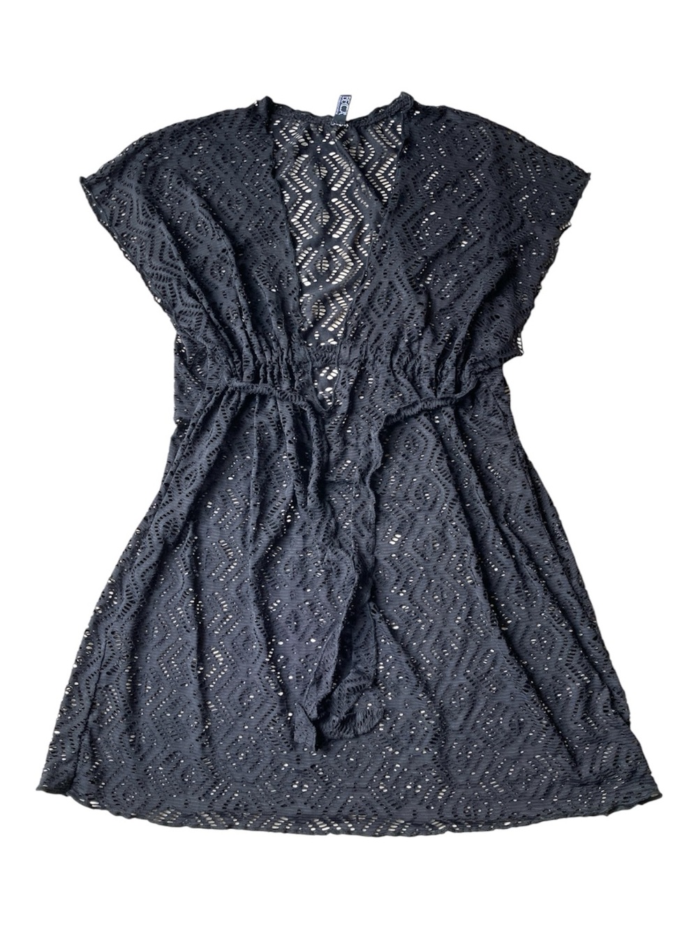 Becca S/M Lady of Leisure Black Crochet Mediterranean Riviera Yacht Swim CoverUp